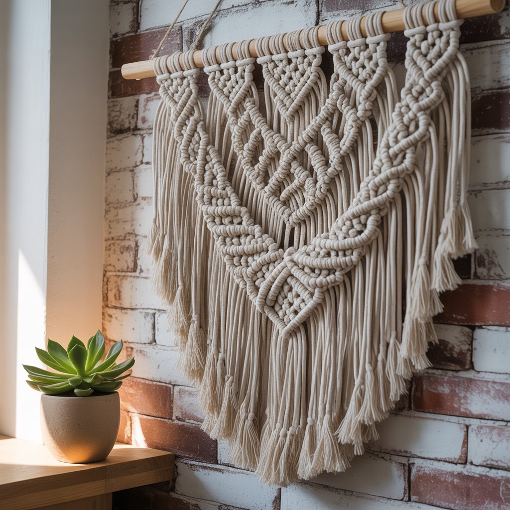 DIY Dollar Tree macrame wall hanging with cotton rope