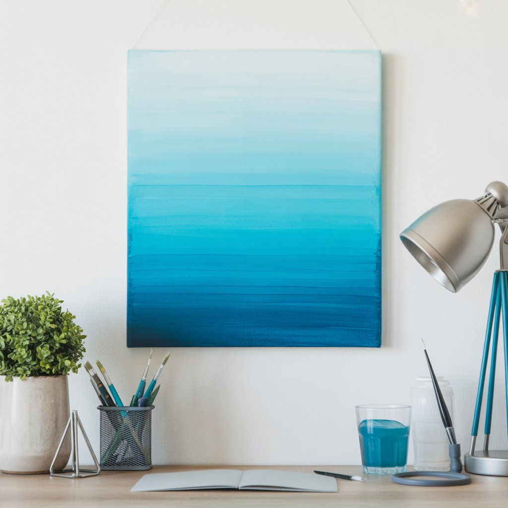 DIY mixed-media canvas using Dollar Tree fabric, greenery, and craft paper.