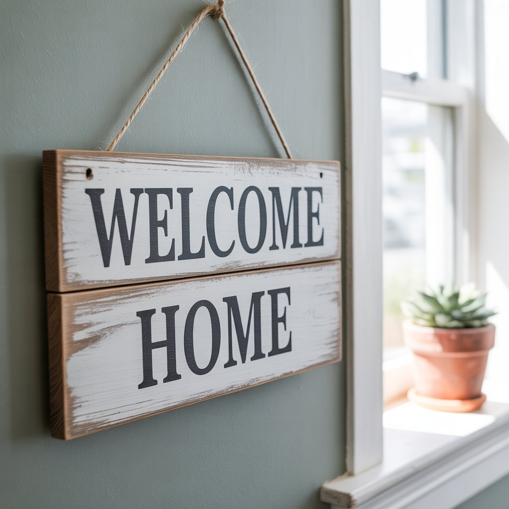 Dollar Tree DIY wall décor rustic wooden sign with budget-friendly farmhouse look