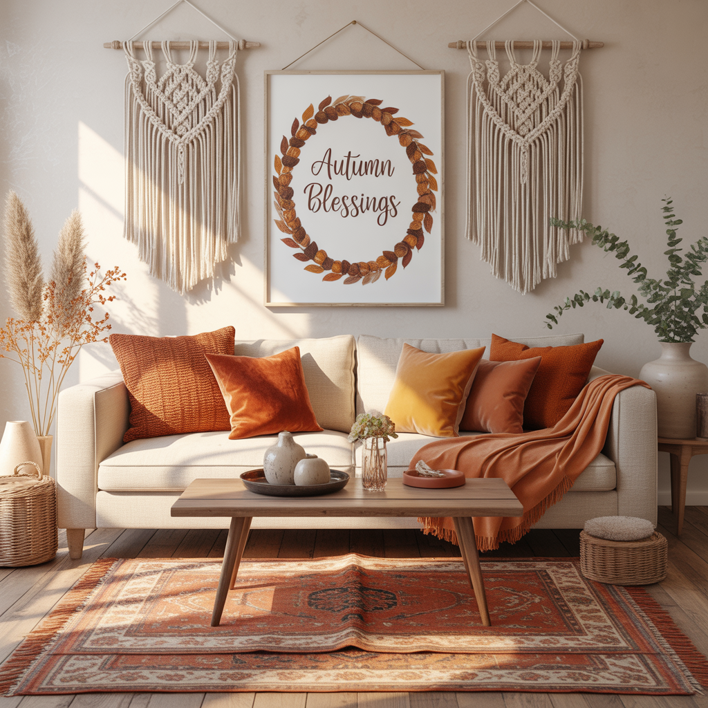 10 Cozy Boho Fall Home Décor Ideas with Free Wall Art Printables 2 Boho Fall Home Décor