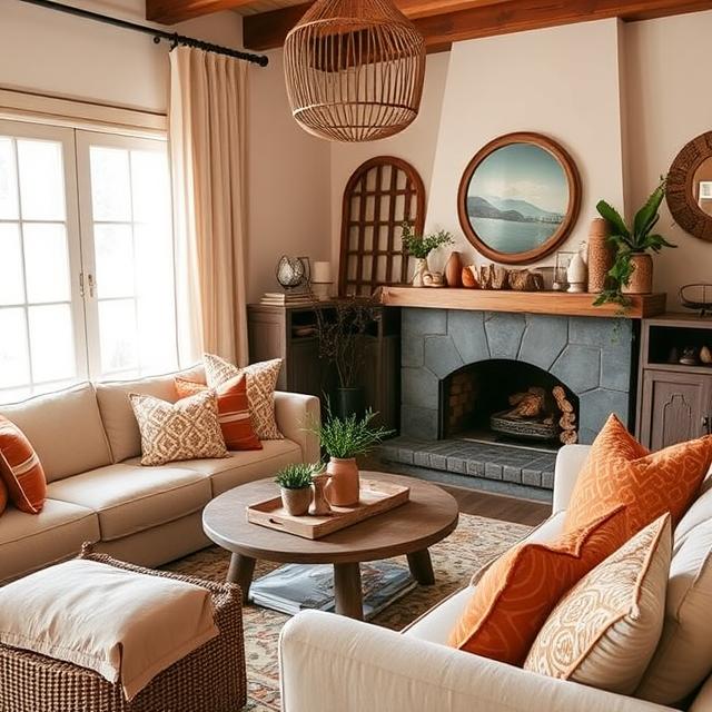 20 Modern Boho Home Décor Ideas for a Stylish 2025 Makeover 16 Boho living room with terracotta pillows and muted color palette.