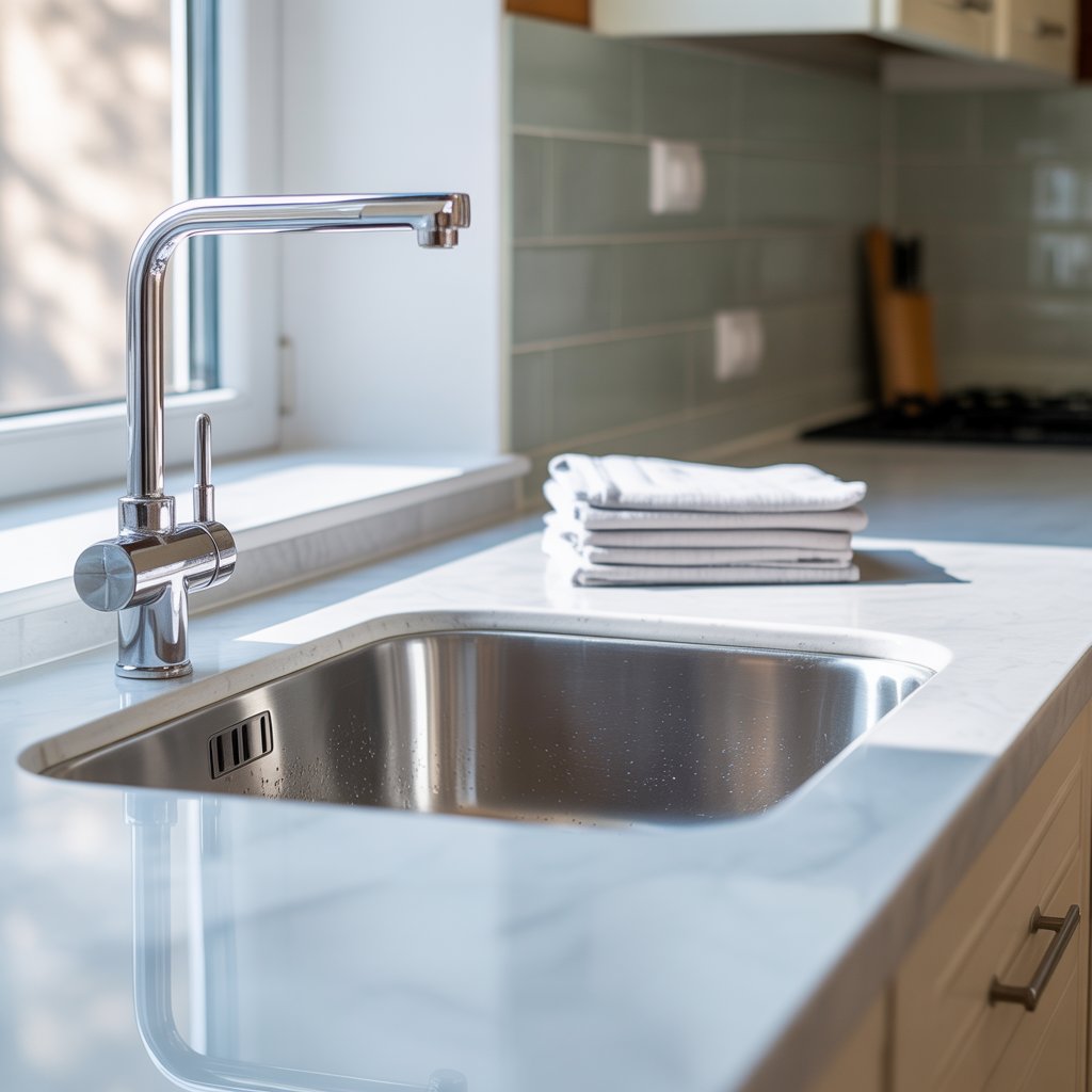 Clean sink – simple declutter kitchen routine