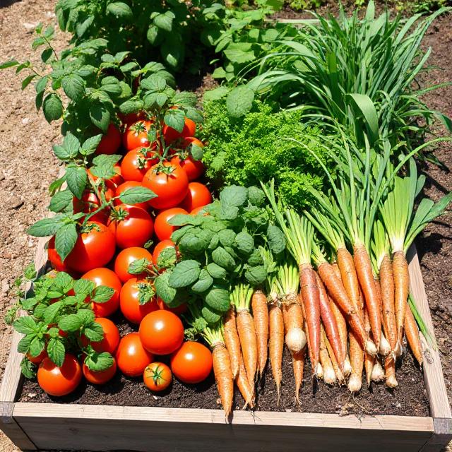 Companion planting arrangement for small vegetable gardens