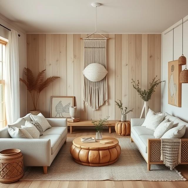 Cozy-small-space-with-Boho-furniture-layered-rugs-and-indoor-greenery