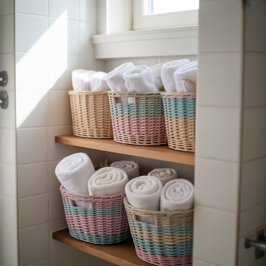 10 DIY Boho Bathroom Accessories You Can Make for Cheap 8 DIY Boho Bathroom Accessories with woven baskets for a cozy bathroom with natural textures.