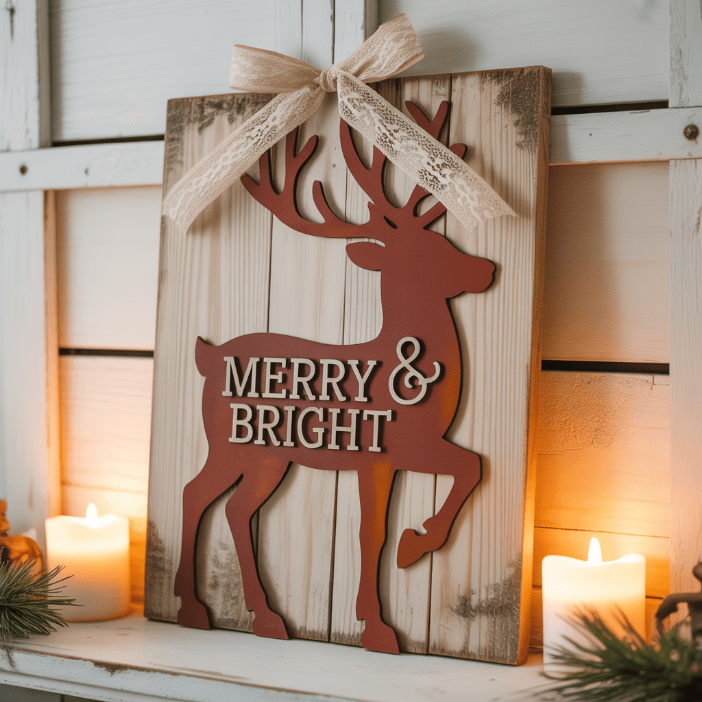 DIY Boho Christmas Décor with snowflake wall art.