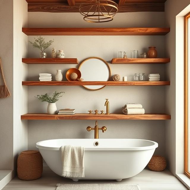 10 Boho Bathroom Ideas: Turn Your Bath Into a Relaxing Oasis 6 DIY Boho bathroom makeover with plants, woven baskets, and warm lighting.