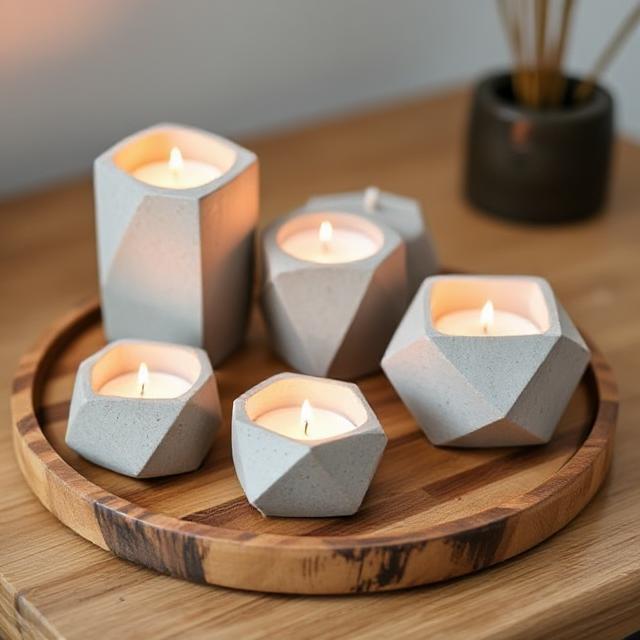 DIY concrete candle holder with minimalist design