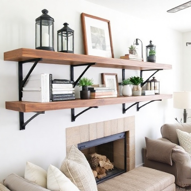 DIY rustic farmhouse shelves made from reclaimed wood