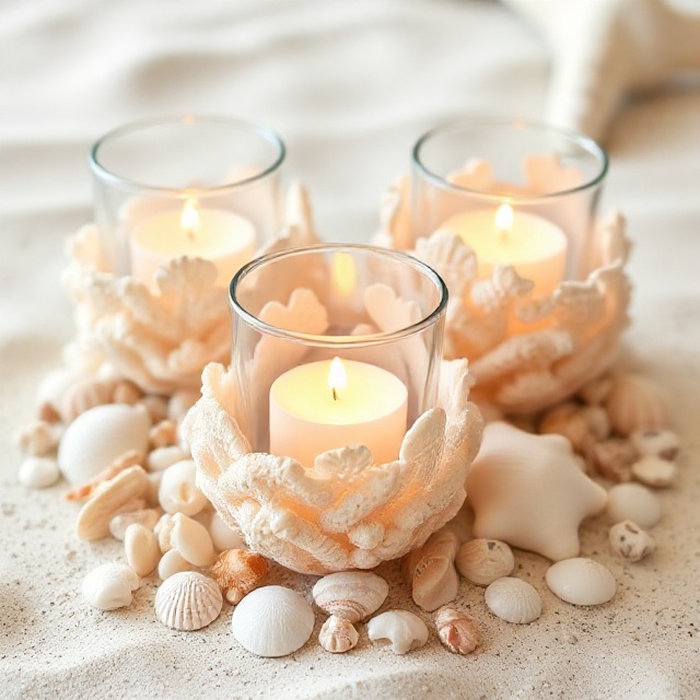 DIY seashell candle holder for coastal home décor