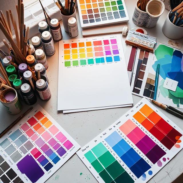 “Designer creating balanced color combinations”