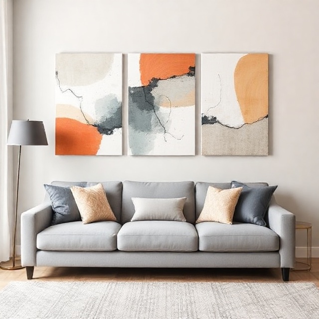 Dollar Tree canvas wall art with abstract DIY painting
