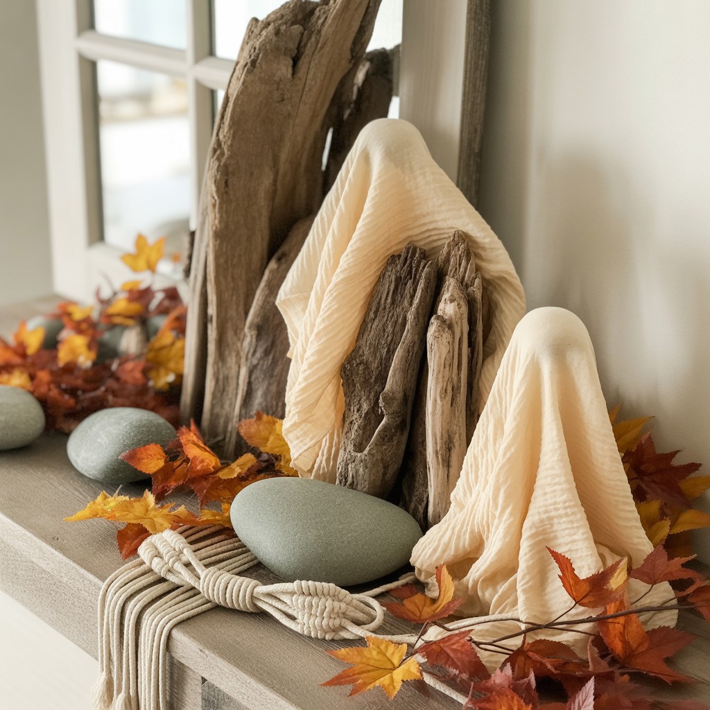 10 DIY Halloween Boho Centerpieces for a Festive Table 9 Halloween Boho Centerpiece with a twine spider web.