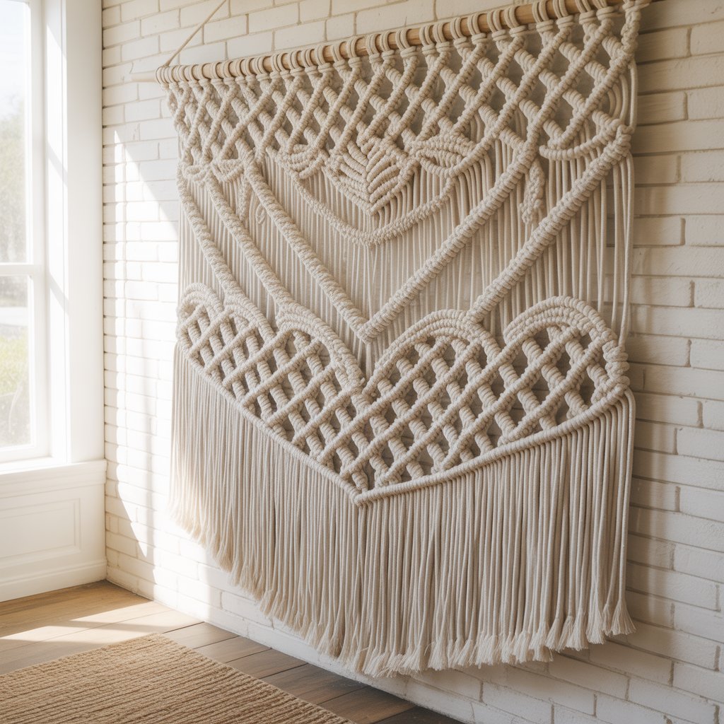 10 Boho Entryway Ideas 2025: Create a Warm Welcome on a Budget 10 Handmade macramé wall art in a rustic Boho-style entryway.