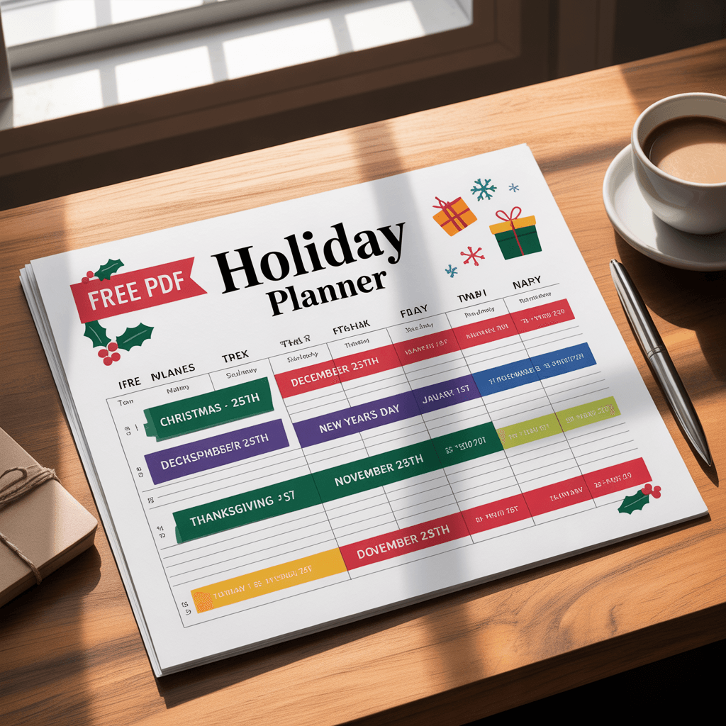 Holiday Schedule Holiday Planner Free PDF