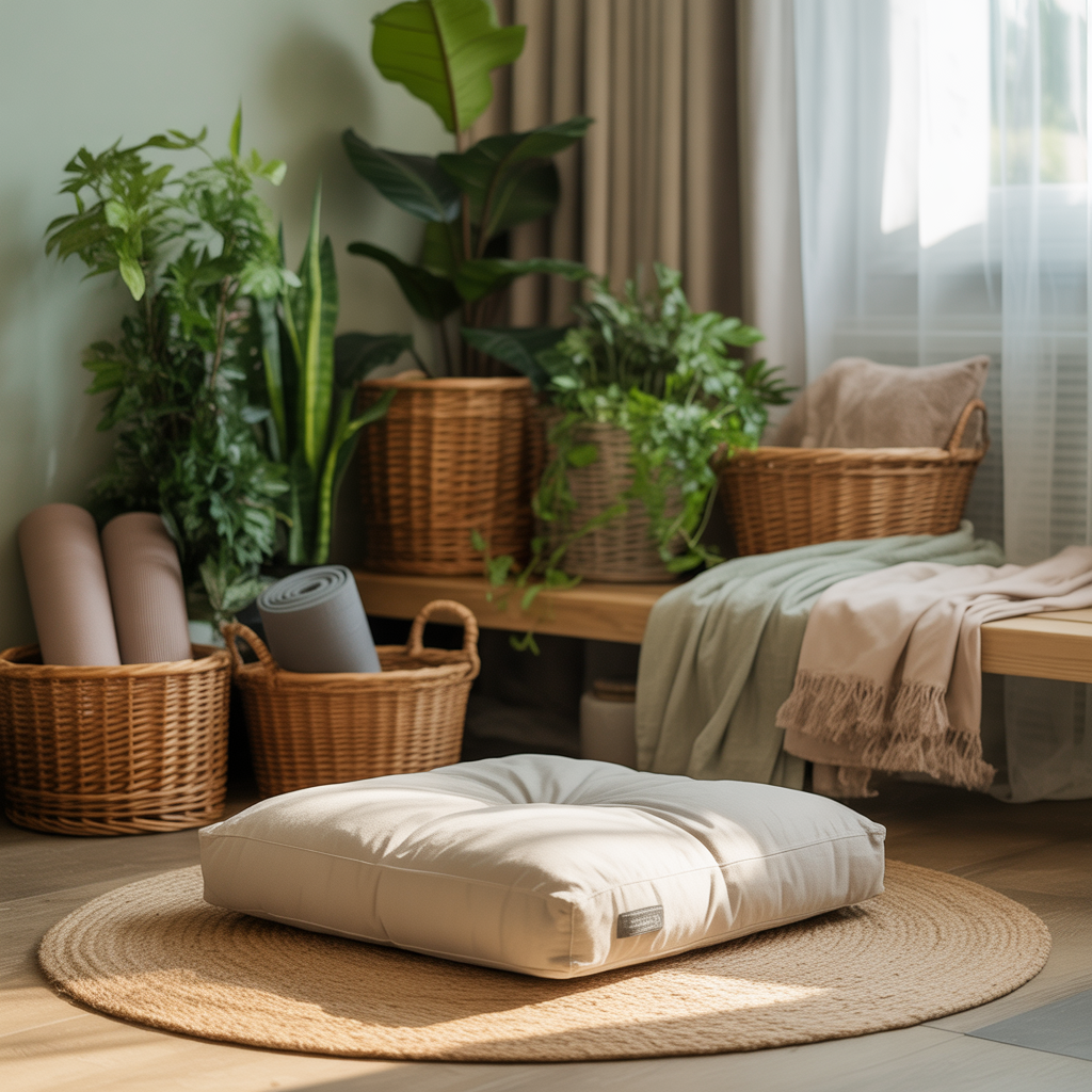 10 Beautiful Boho Meditation Corner Ideas You Can Create at Home 7 Indoor plants surrounding a Boho Meditation Corner setup.