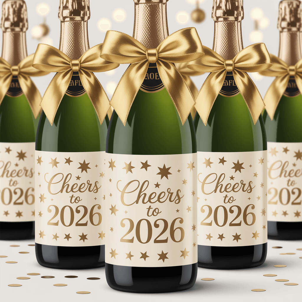New Years Eve Party Printables with champagne labels on bottles. 2