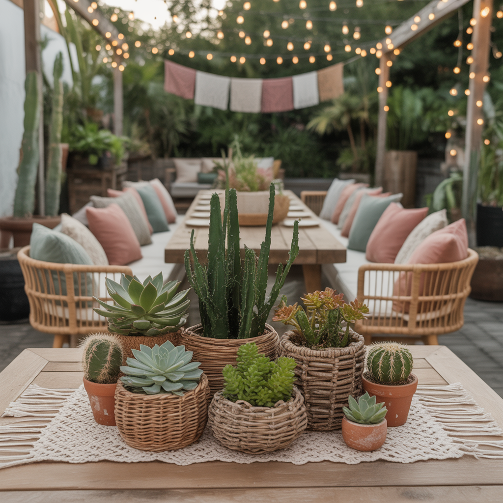 Best Style an Outdoor Boho Dining Area for Summer 2025 10 Outdoor Boho Dining Area with a DIY succulent centerpiece for Summer 2025.