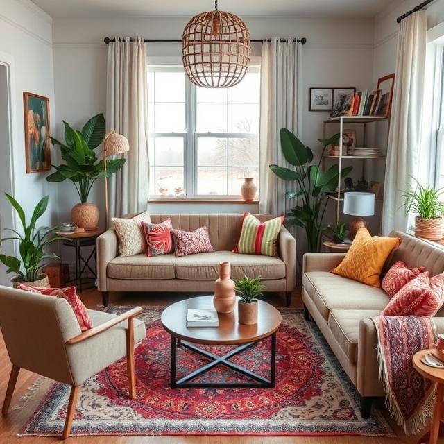 20 Modern Boho Home Décor Ideas for a Stylish 2025 Makeover 22 Personalized modern boho interior with eclectic mix of furniture and décor.