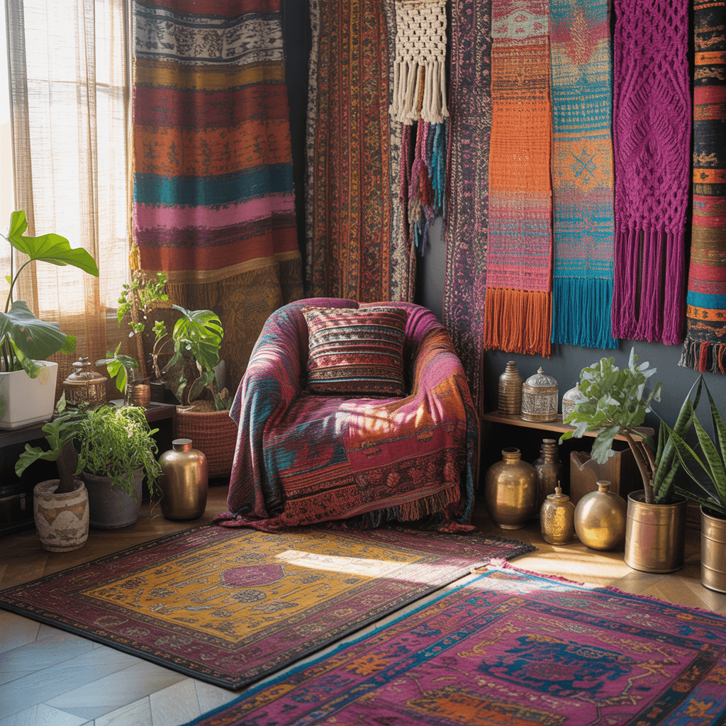  Vibrant boho nook in a Colorful Boho Interiors corner.