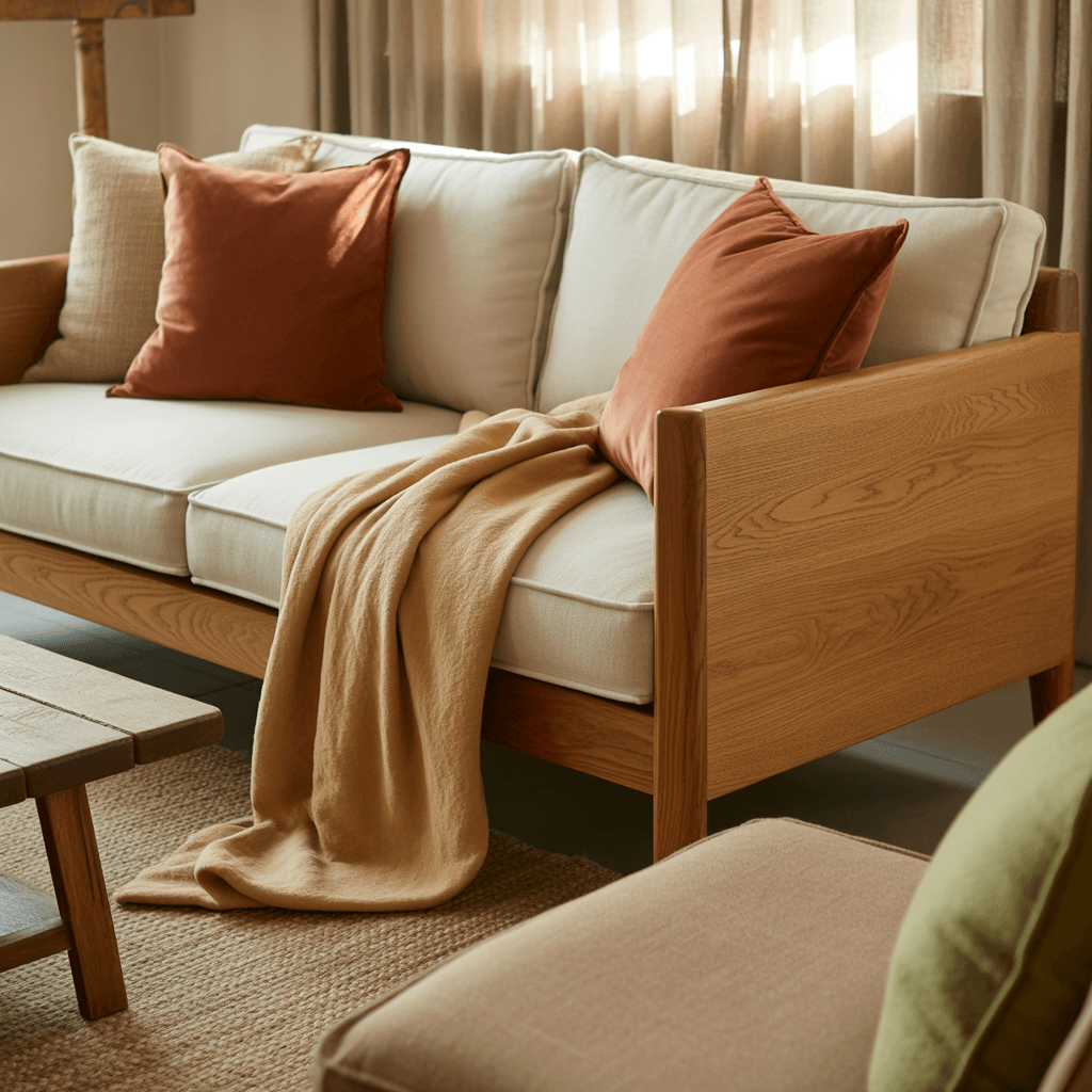2026 furniture trends using warm neutrals and earthy tones.