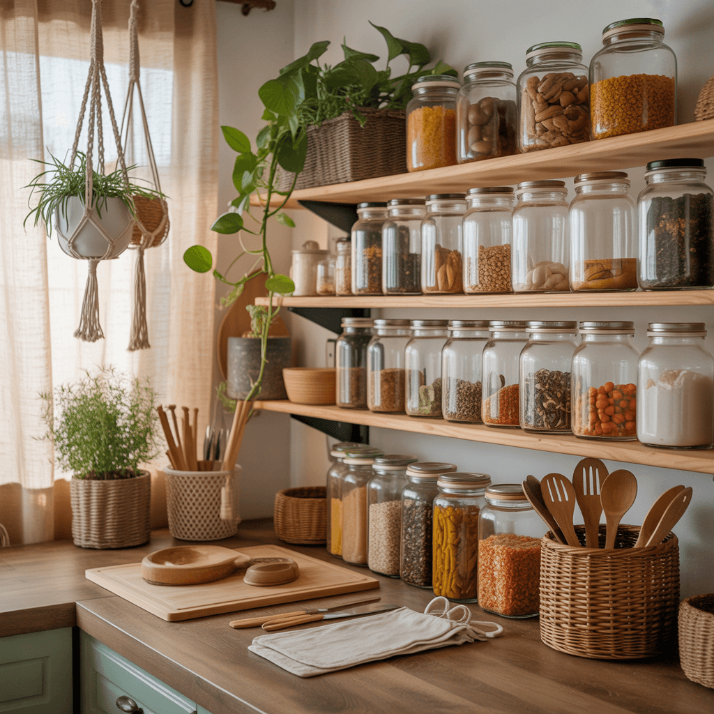  Boho living room with eco-friendly furniture and décor