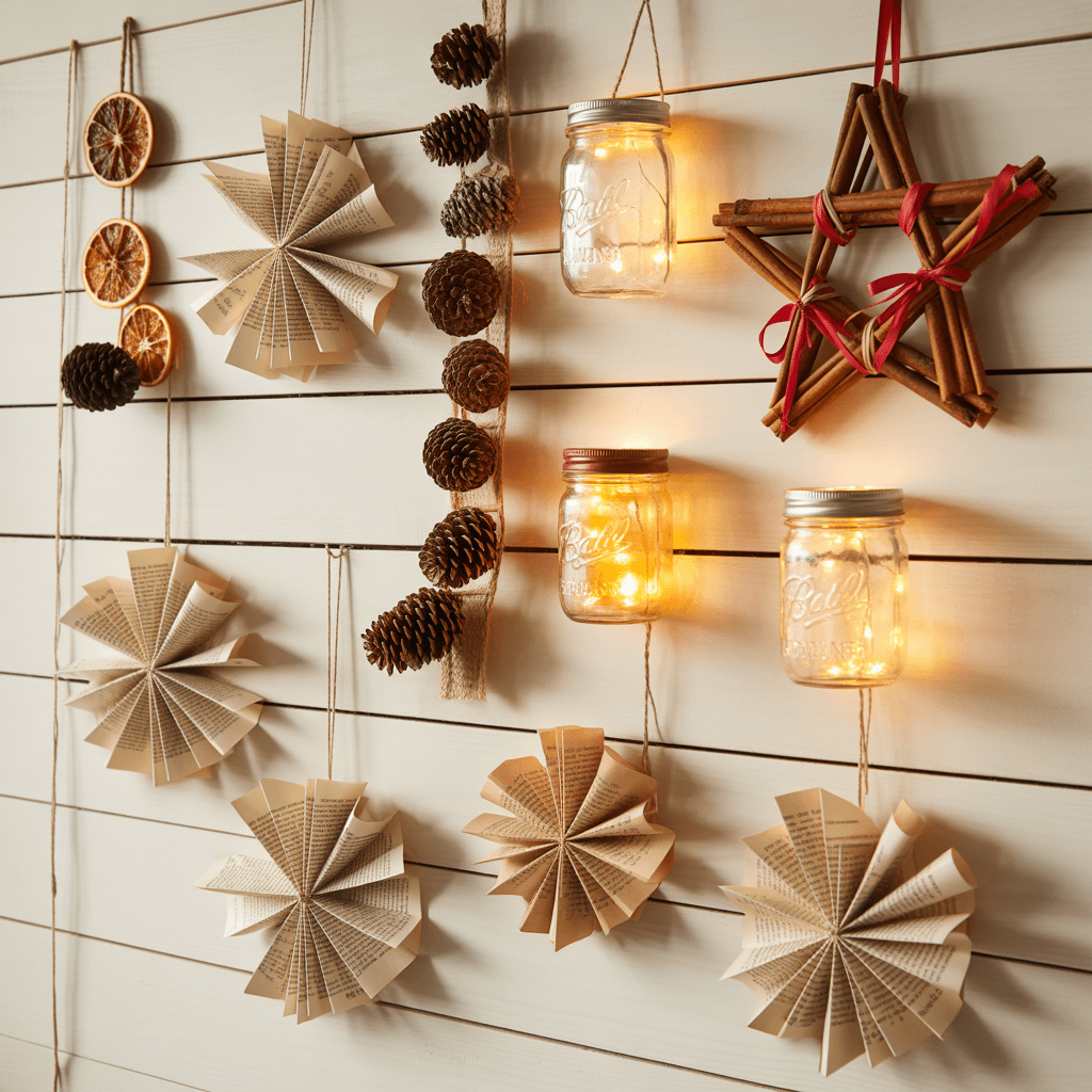 DIY Christmas wall décor using affordable materials.
