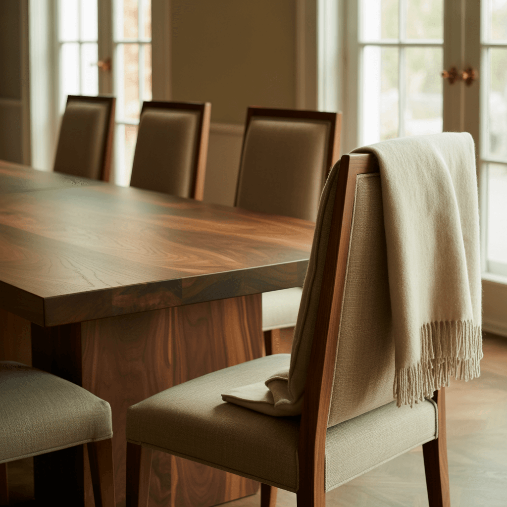  Layered rattan and wooden textures adding warmth and charm to a Boho bedroom.