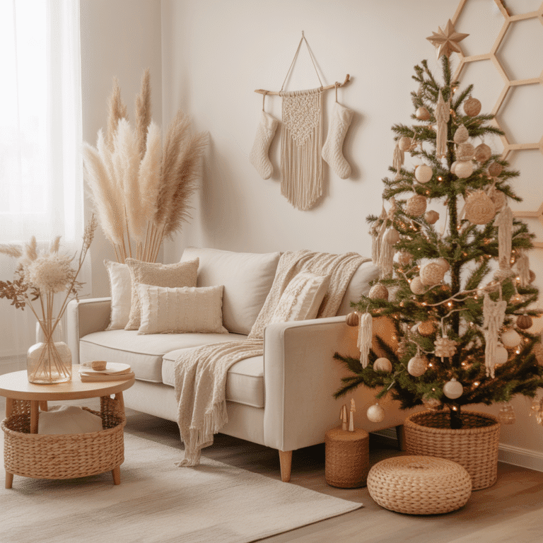 Neutral Boho Christmas Decor Ideas