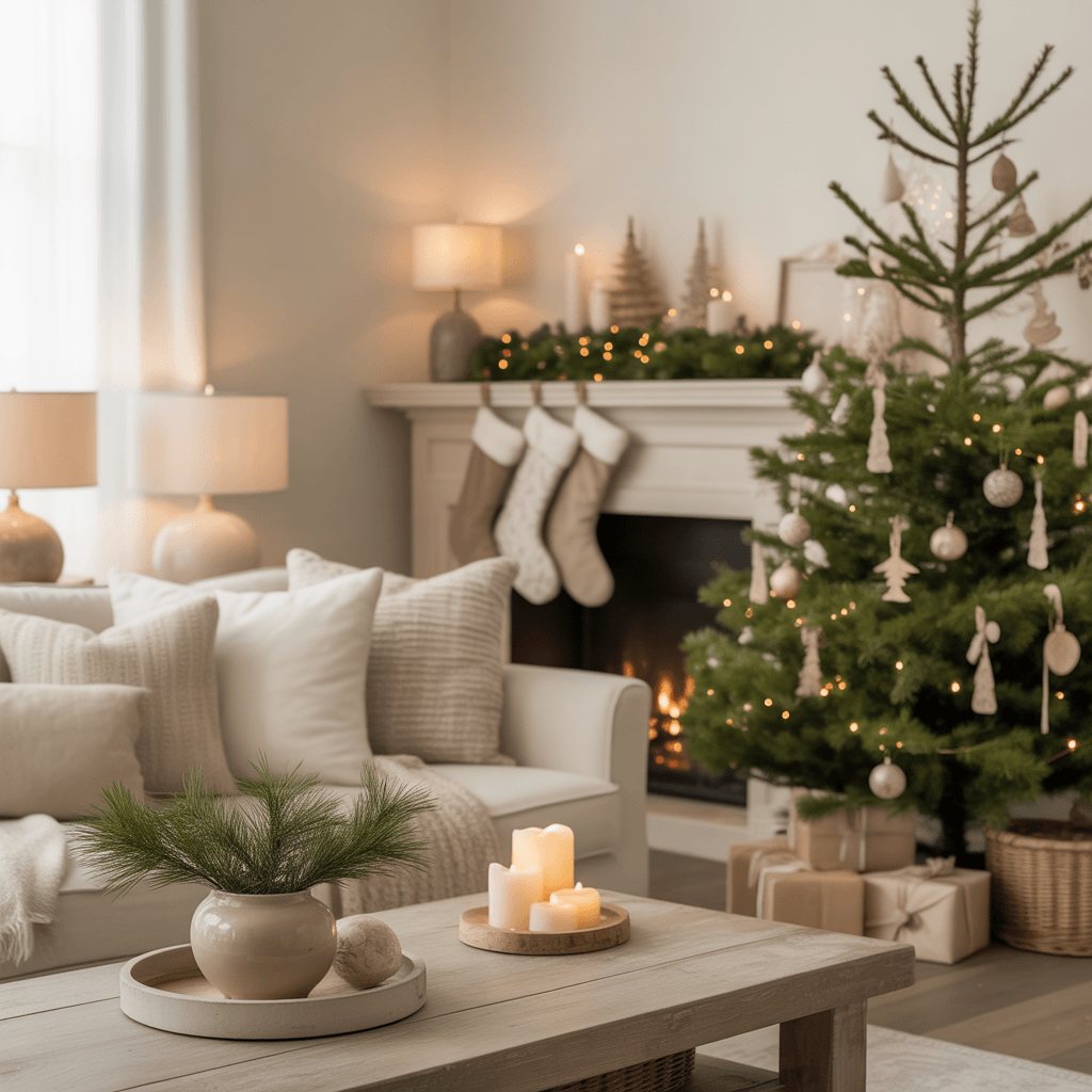 Neutral Christmas Living Room Ideas