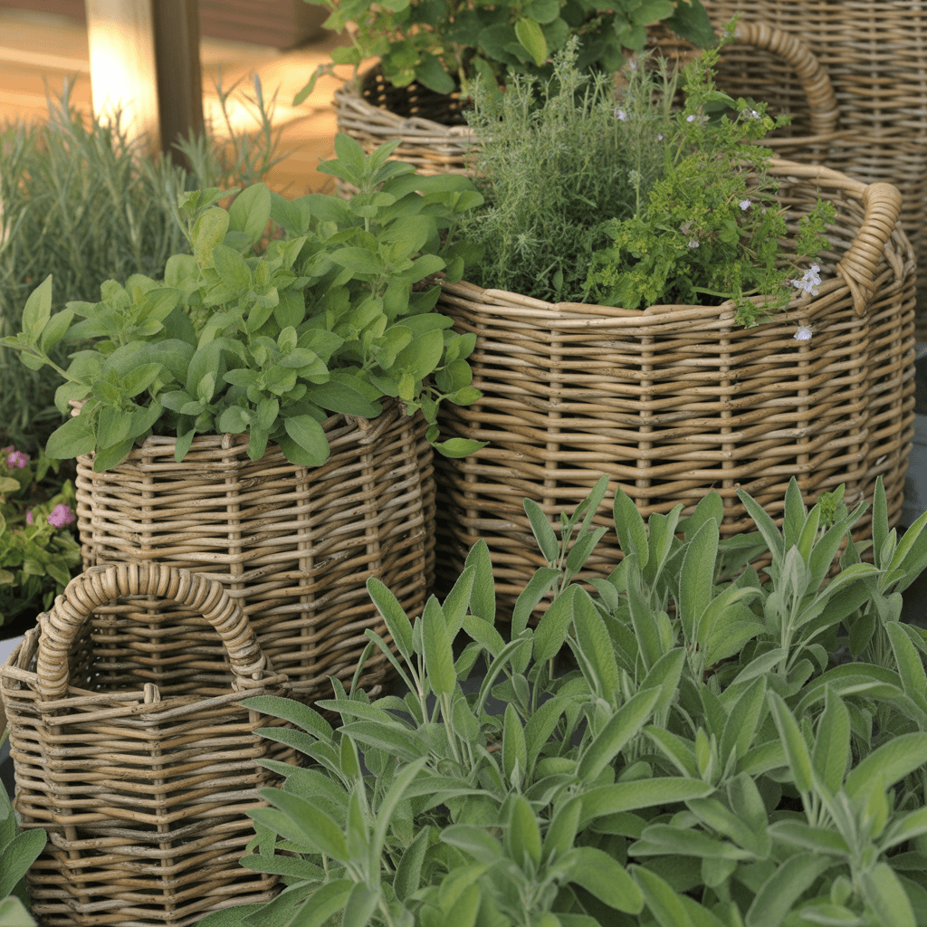 Sage bedroom with potted plants