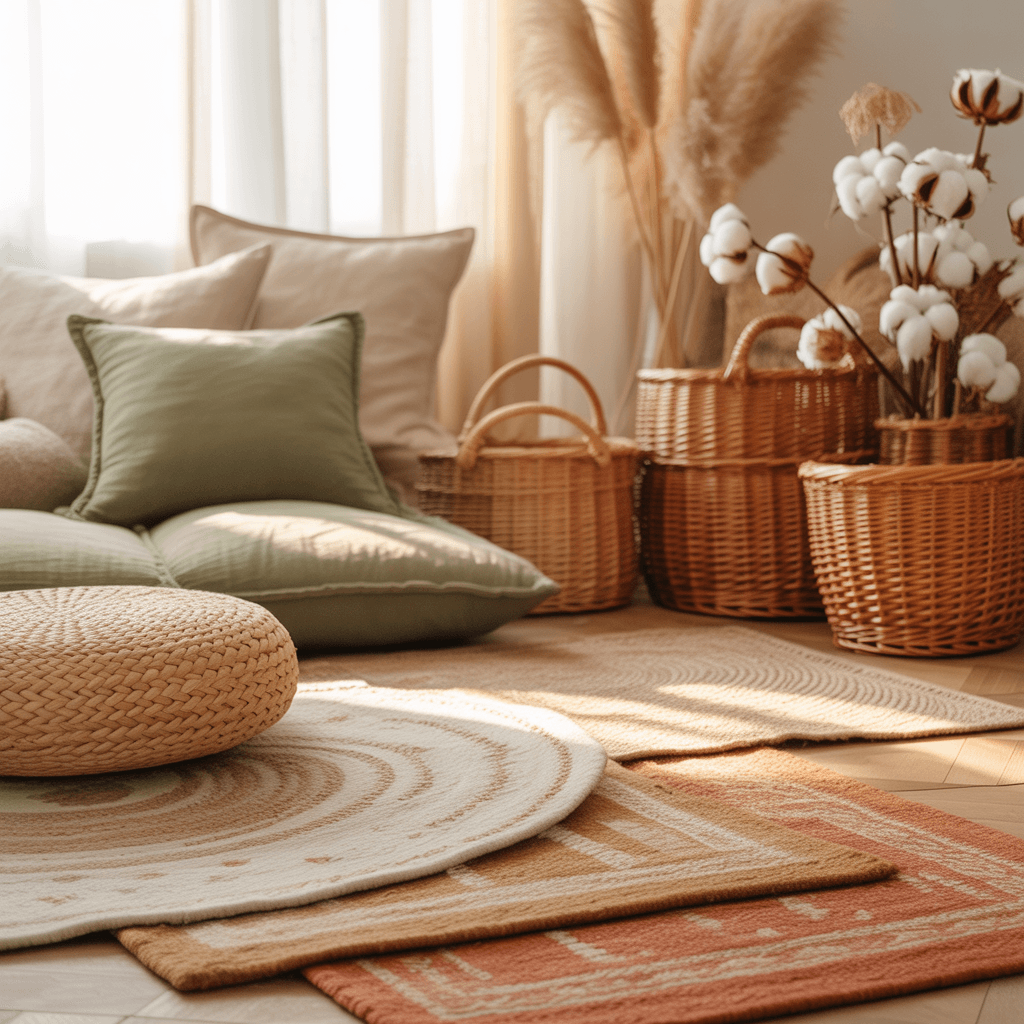 Scandinavian Boho Bedroom with layered textures and sage accents