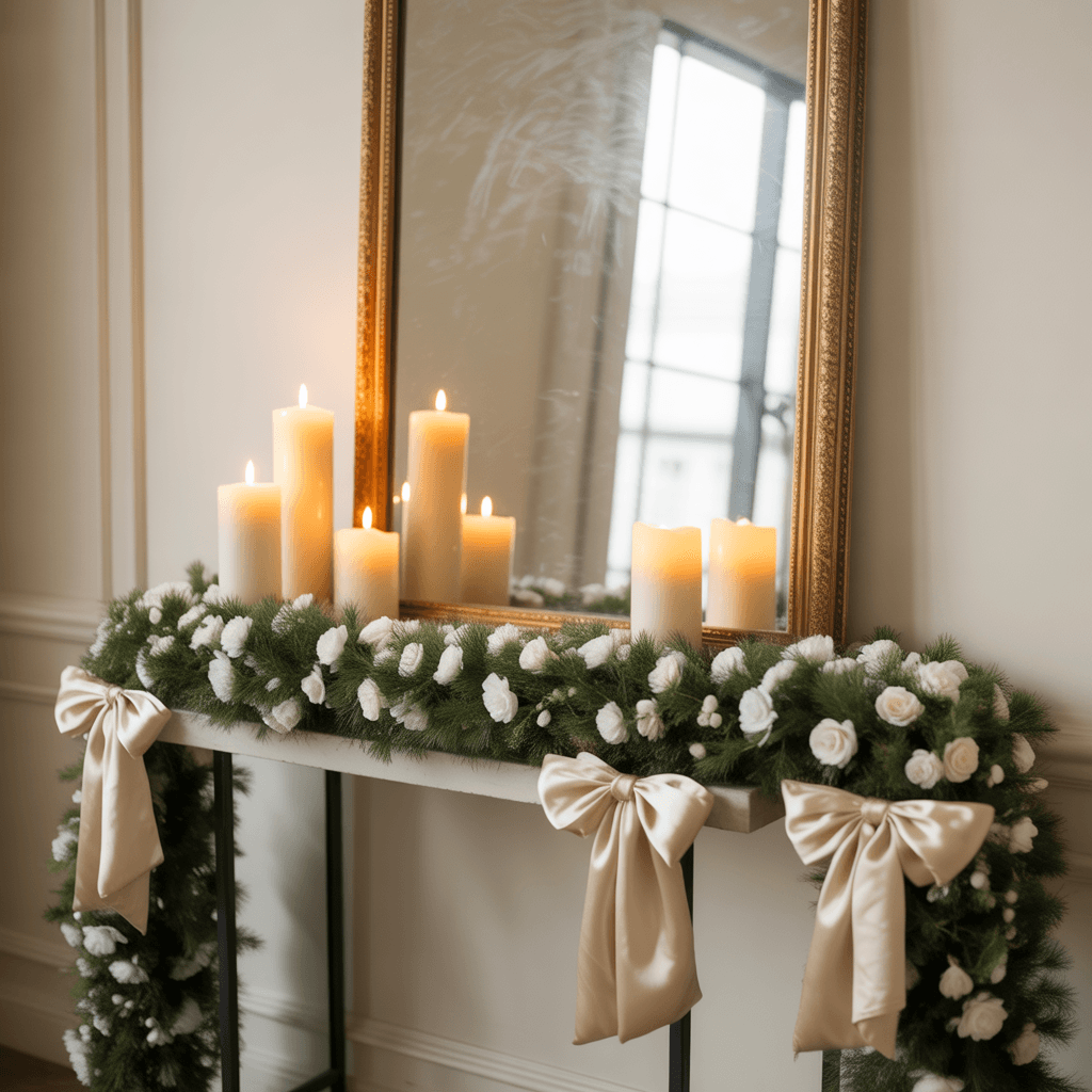 elegant white and gold christmas entryway decor