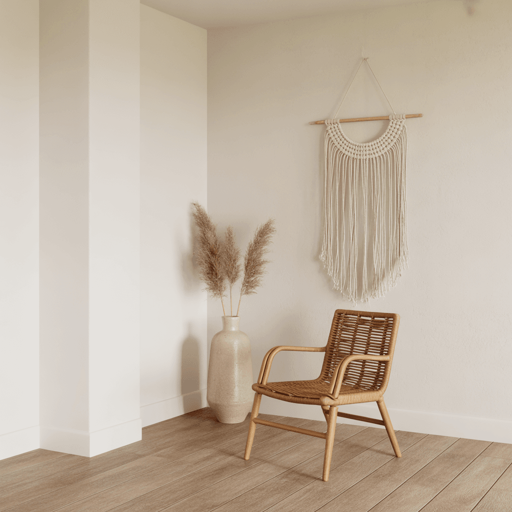 minimal Boho room with simple décor pieces