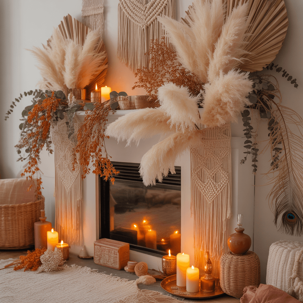Boho DIY New Year mantel decor ideas