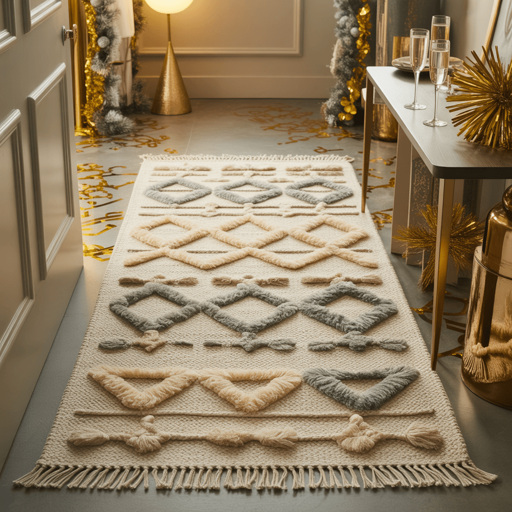 Boho rug styling for New Year entryway
