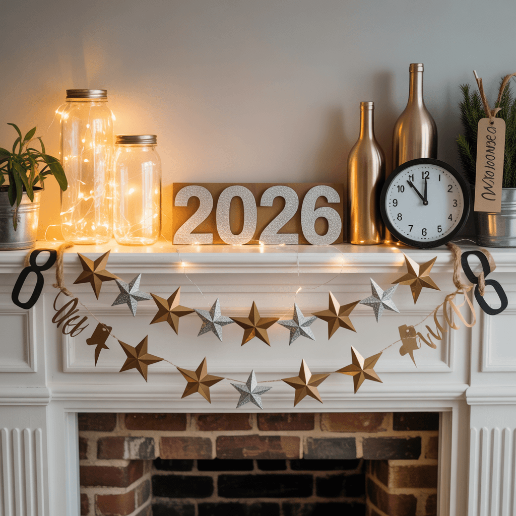 Budget-friendly DIY New Year mantel decor ideas