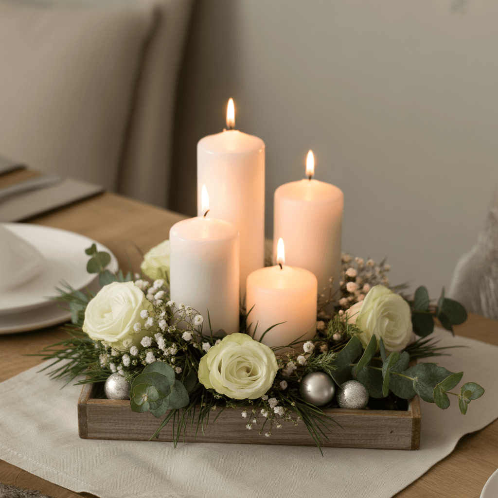 Classic one of the 10 easy DIY New Year centerpieces using candles.