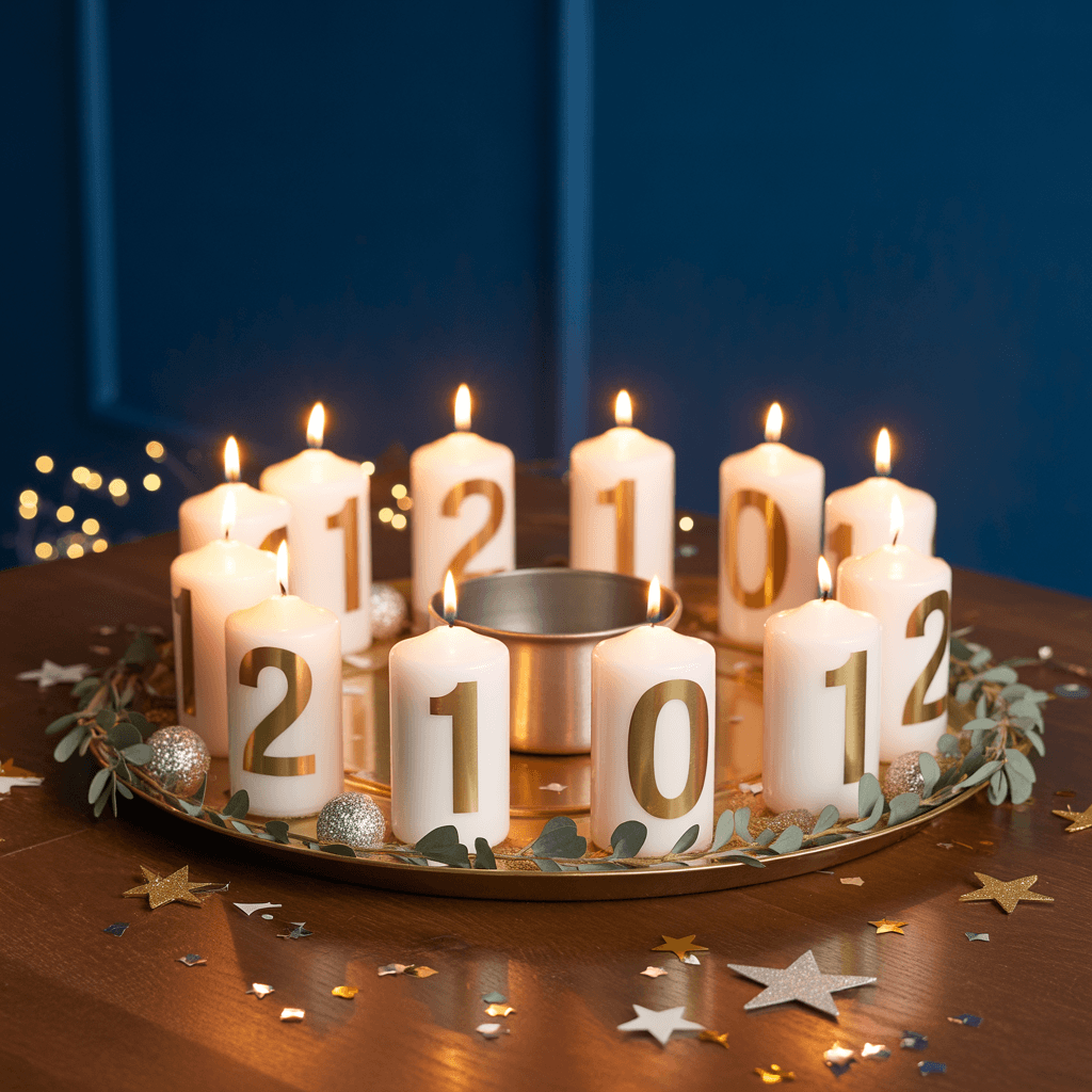 Countdown style from 10 easy DIY New Year centerpieces using candles.