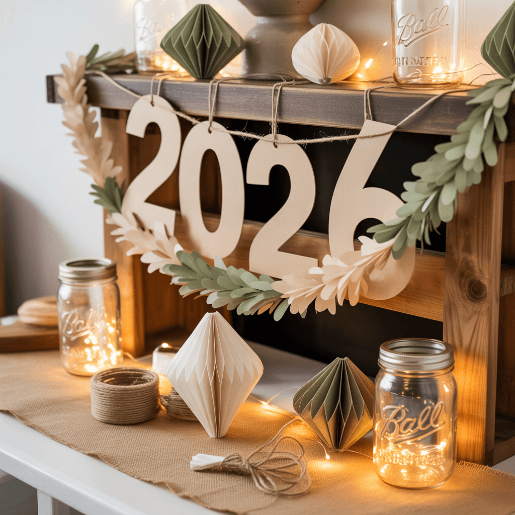 Cozy lighting for DIY neutral New Year decorations 2026.