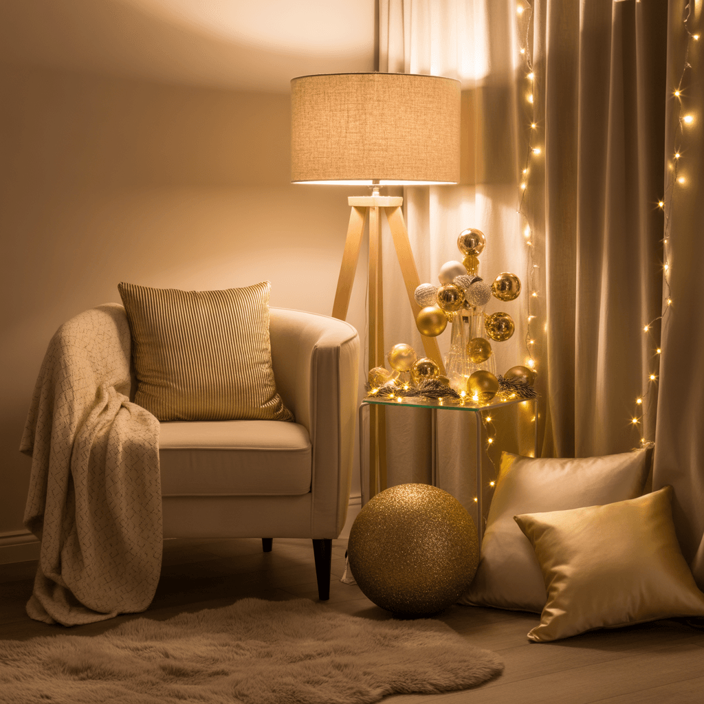 Cozy neutral color palette for New Year decor