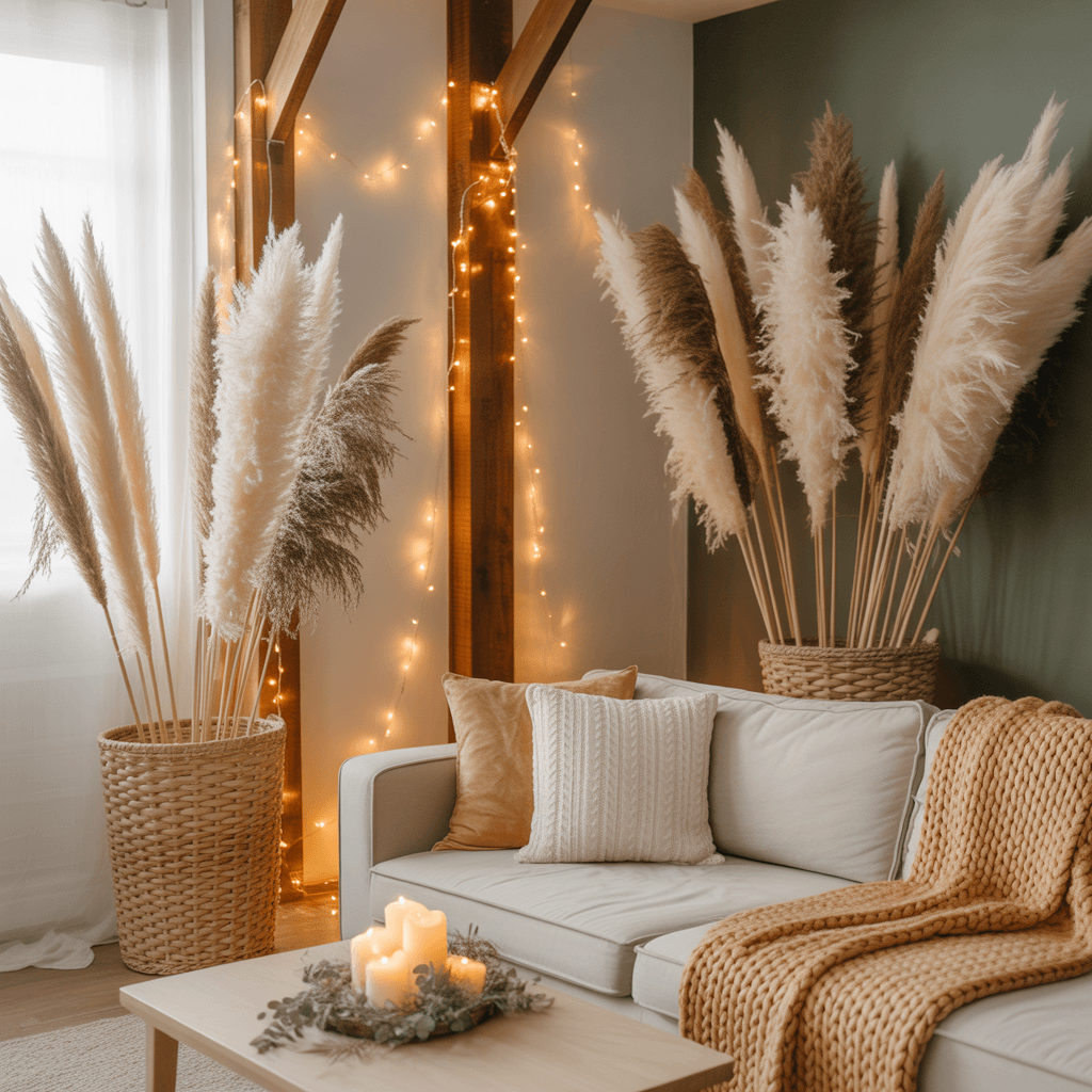 DIY Boho New Year Decor with Pampas Grass