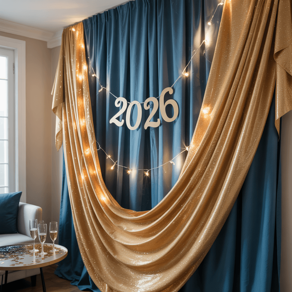DIY New Year Backdrop Using Fabric