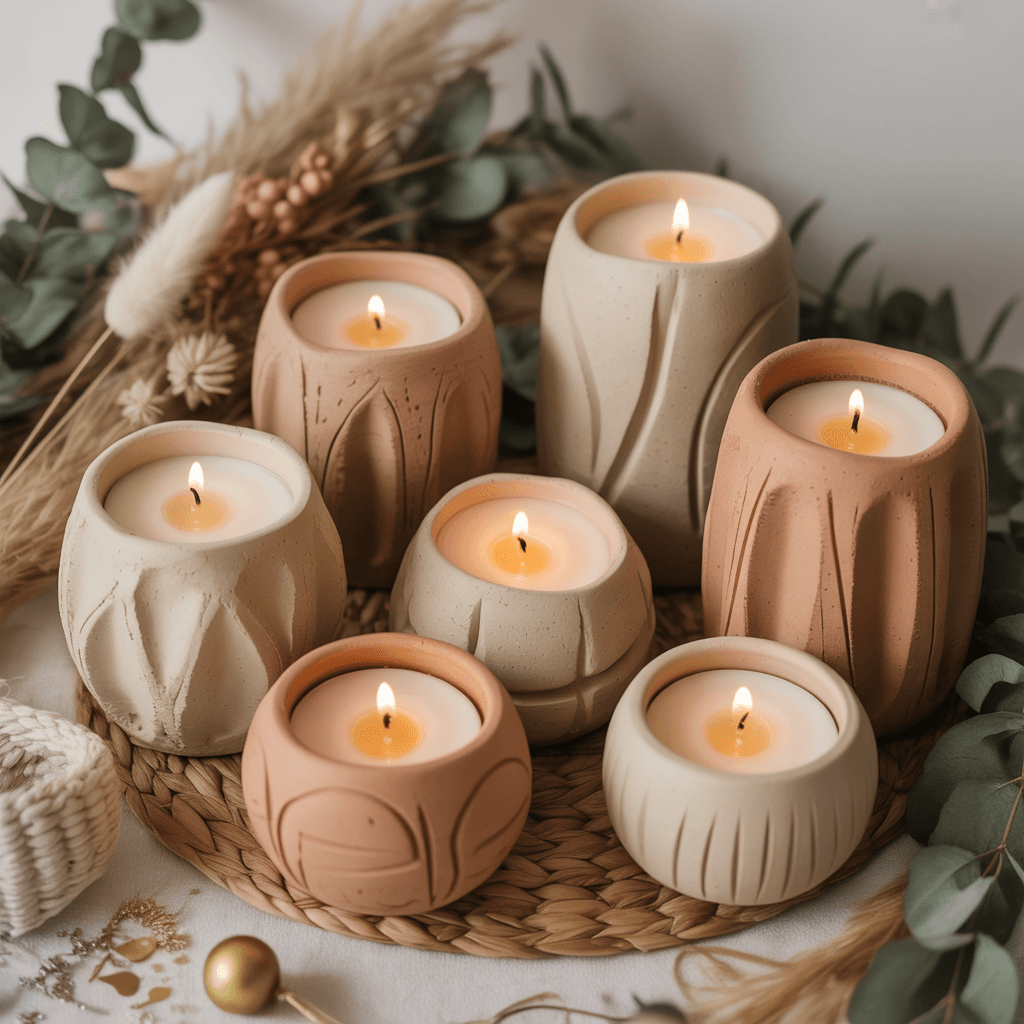  DIY New Year candle holders with a boho touch made from clay