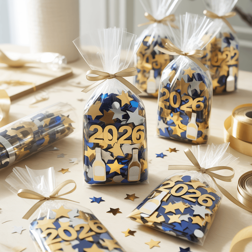 DIY New Year confetti decor tray styling