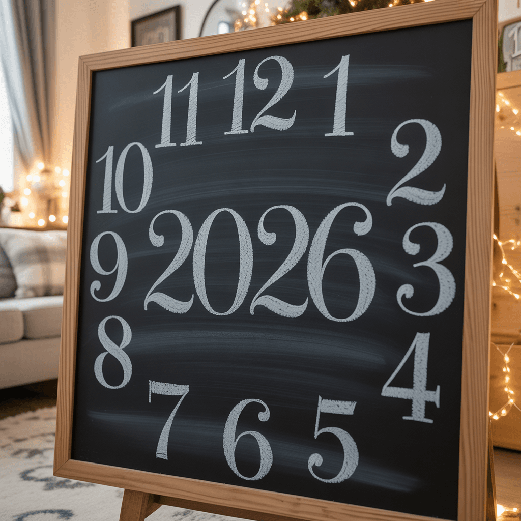 DIY New Year countdown clock decor chalkboard style