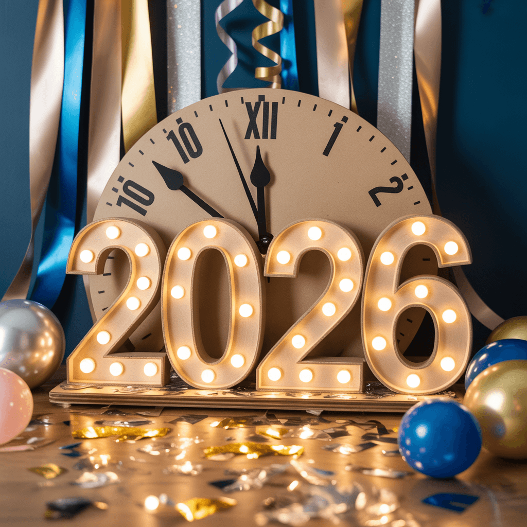 DIY New Year countdown clock decor with confetti