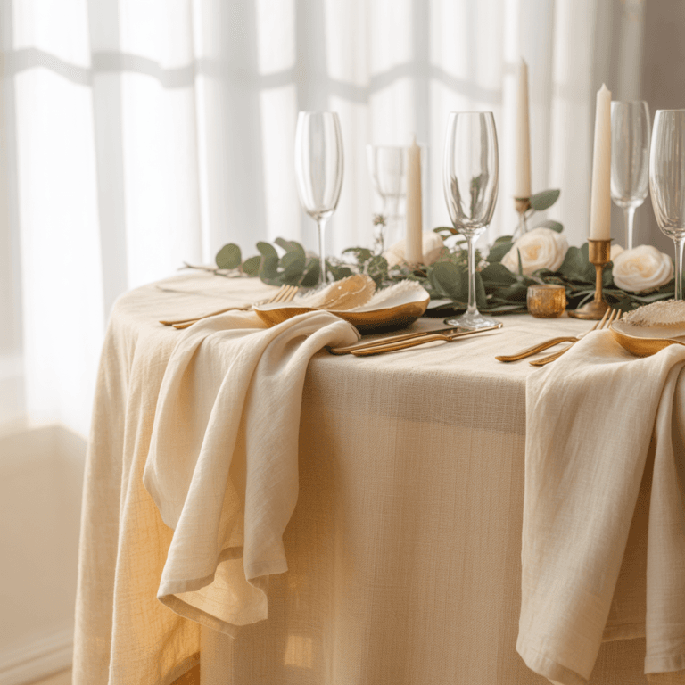 DIY New Year decor with linen fabric accents