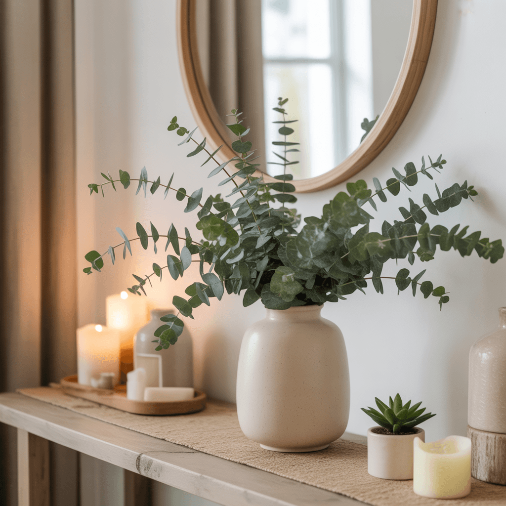 DIY New Year entryway decor with greenery