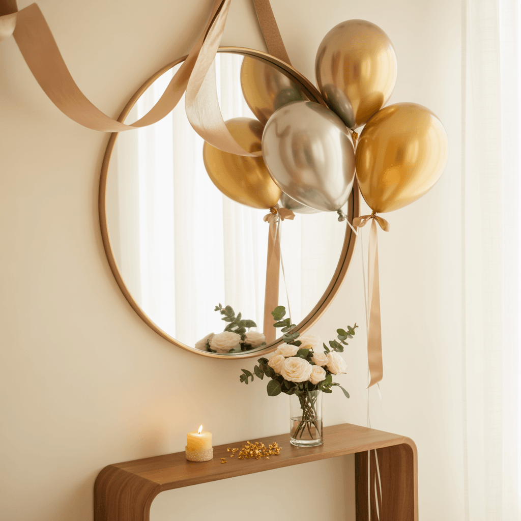 DIY New Year entryway decor with mirror styling